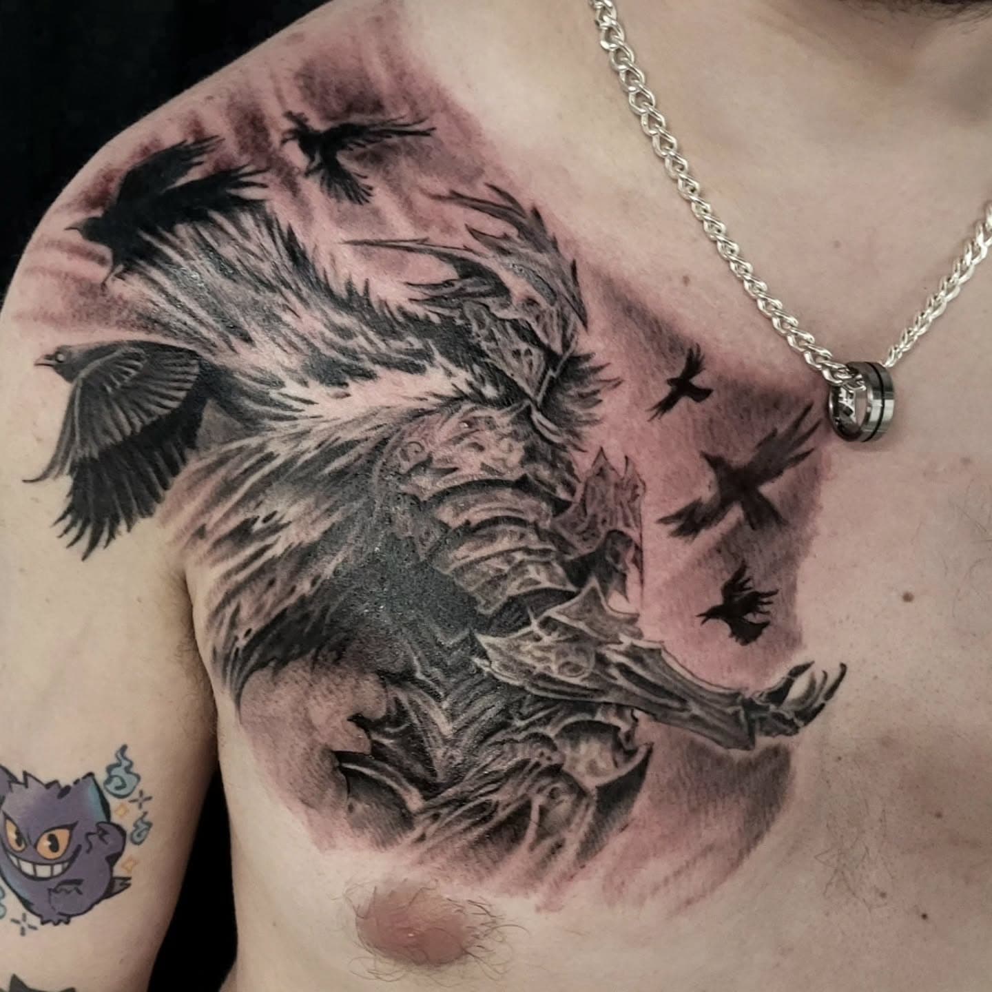 Dark Knight with ravens tattoo